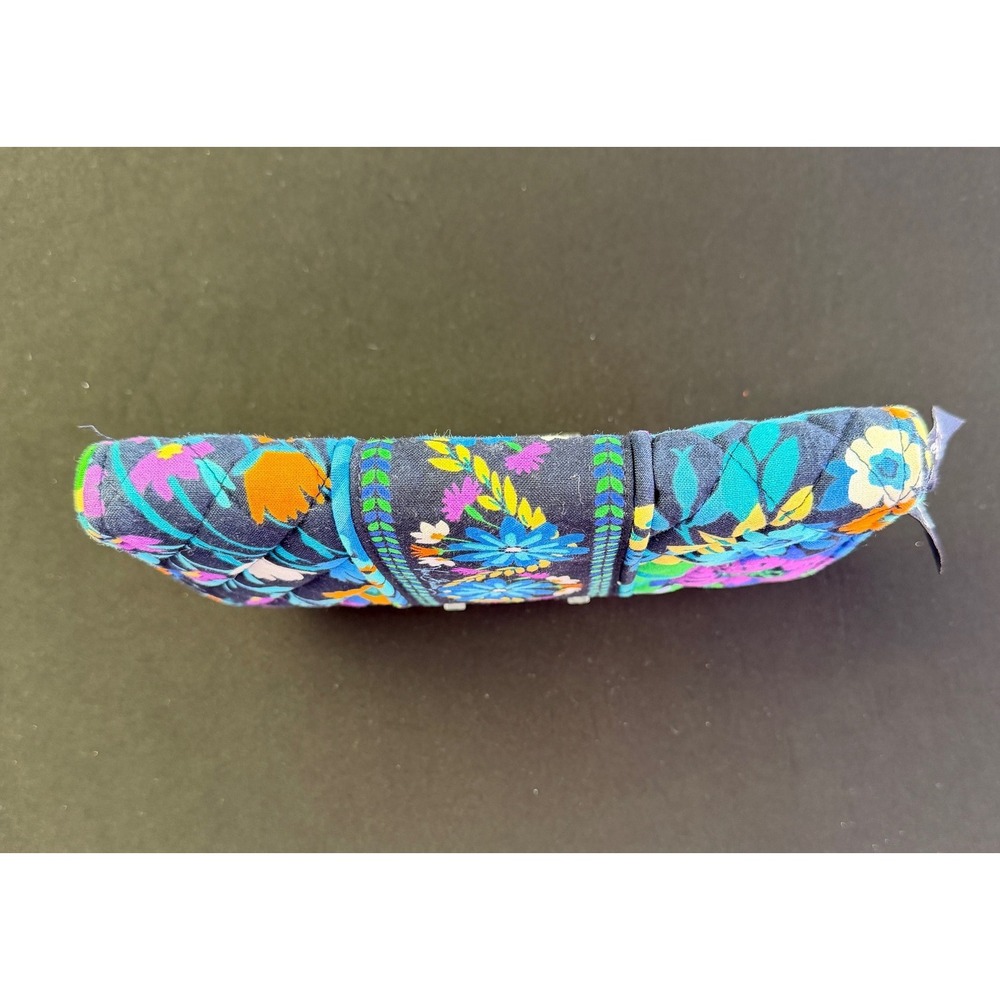 Vera Bradley Floral Quilted Cotton Zip Around Wallet Midnight Blue Purple Boho - Picture 3 of 8